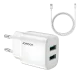 Charger Mobile Joyroom Dual Usb To Type-C Mini Fast Charger 2.4A L-2A123 White